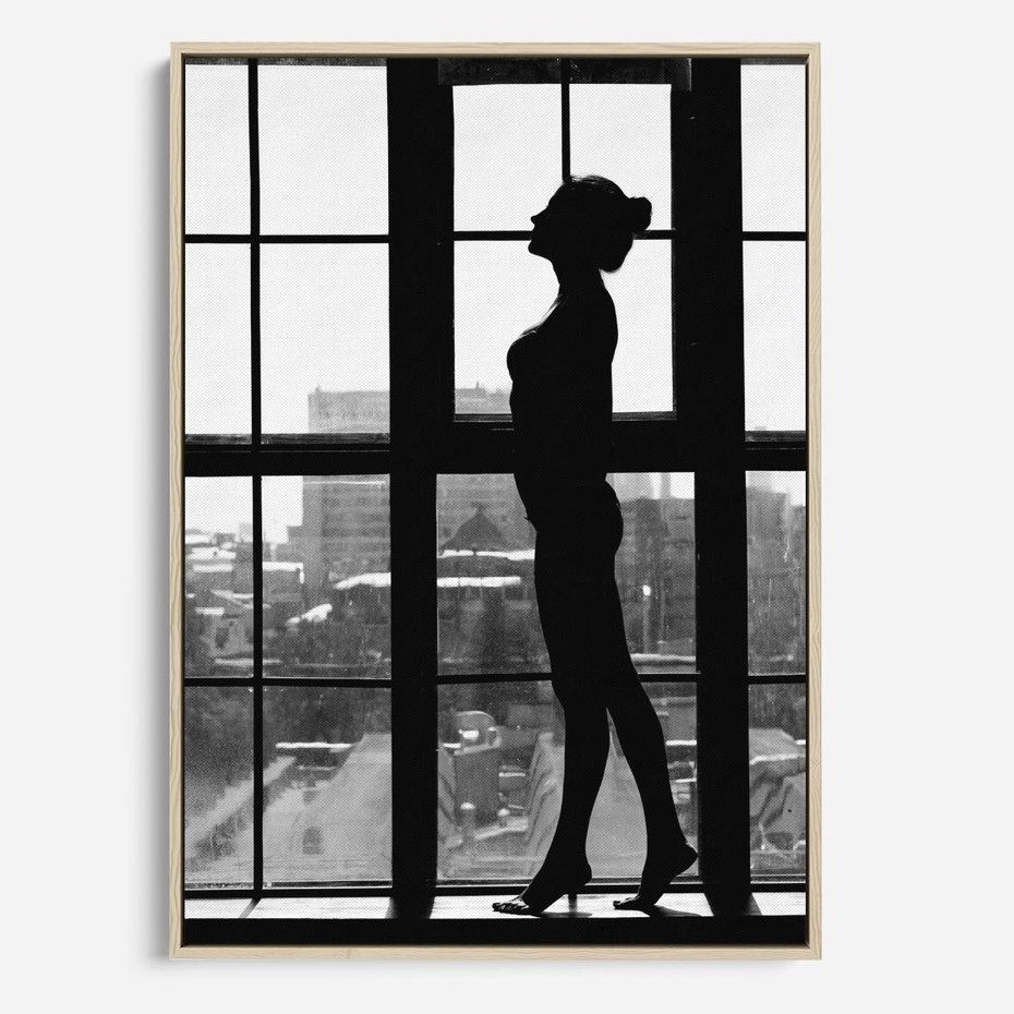 Obraz w ramie 50x70 - Piękno Kobiecej Formy - retro zdjęcie, czarno białe - rama drewno