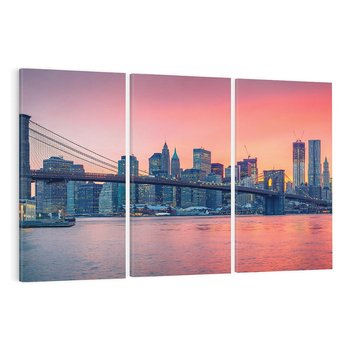Obraz na płótnie 120x80 - Zachód słońca na moście w Nowym Jorku - zachód, słońca