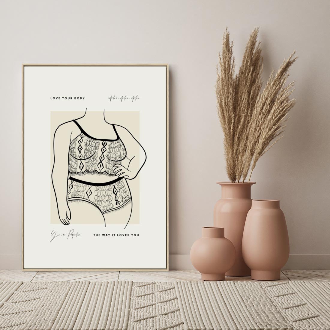 Obraz w ramie 80x120 - Spojrzenia Wewnętrznych Widoków - nowoczesna sztuka kobieca, plakat - rama drewno