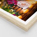 Plakat w ramie 30x40 - Relaksujące spa z płonącymi świecami - spa, świece - rama drewno