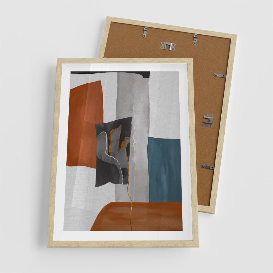 Plakat w ramie 50x70 - Nowoczesna geometria - nowoczesny, geometryczny - rama drewno