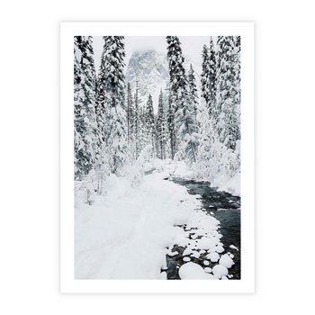 Plakat bez ramy 21x30 - Spokój Zimowego Lasu w Górach - zima w lesie, w górach