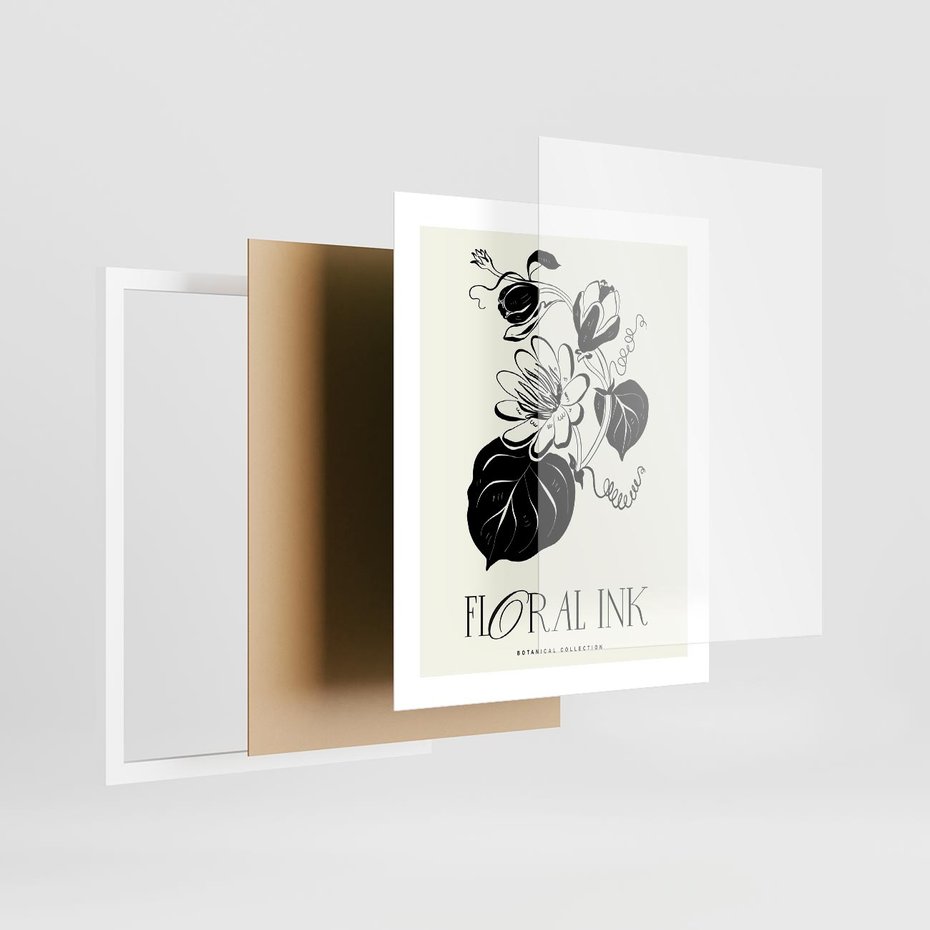 Plakat w ramie 40x50 - Odbicie kwiatowych chwil - kwiaty, typografia - rama biała
