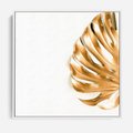 Obraz w ramie 50x50 - Przyjemność dla Oczu - złote, liście - rama biała