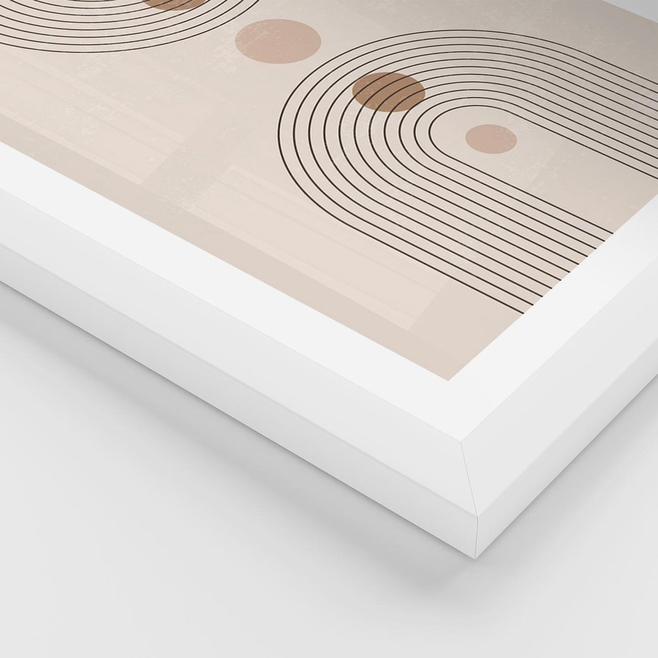 Plakat w ramie 50x70 - Zgeometryzowane Wizje - boho plakat, minimalizm - rama biała
