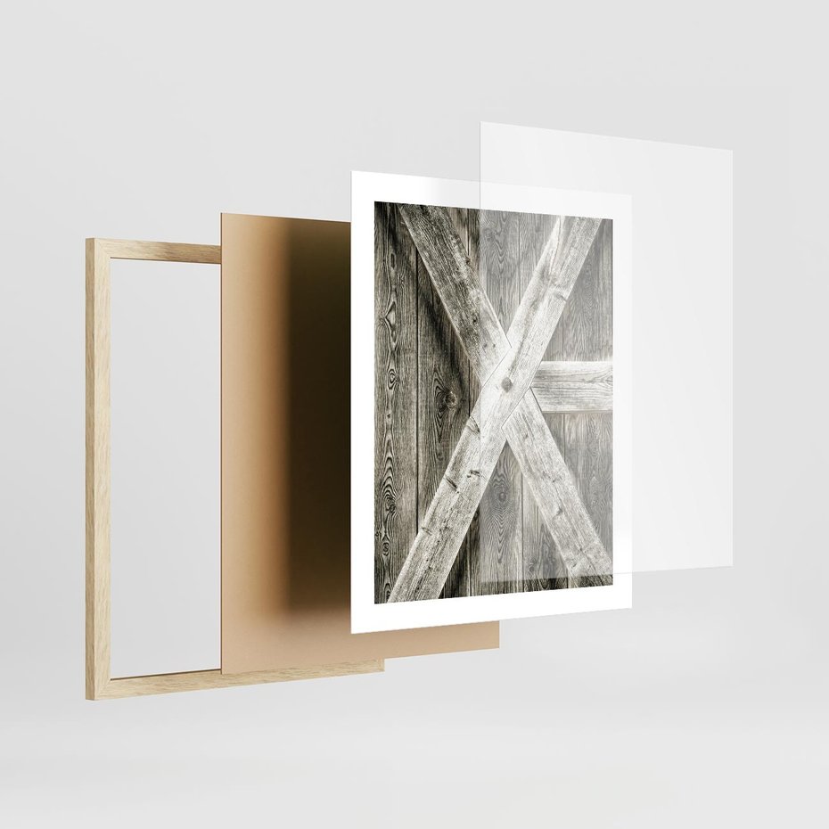 Plakat w ramie 40x50 - Drewniane Drzwi do Stodoły - stare drzwi do stodoły, drewniane - rama drewno