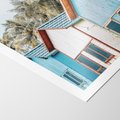 Plakat bez ramy 50x70 - Rajskie Wakacje - domki na plaży, błękitne domki