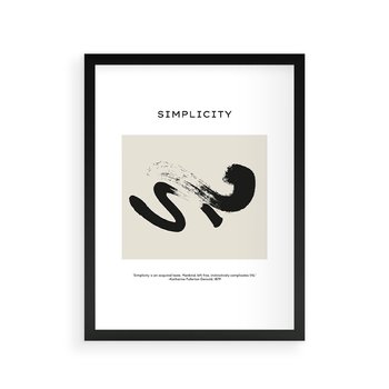 Plakat w ramie 50x70 - Prostota w kształcie - abstrakcja, maźnięcie farbą - rama czarna