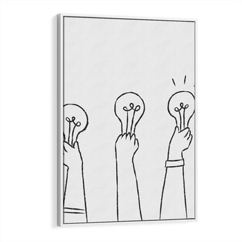 Obraz w ramie 50x70 - Idea w Rękach - szkic, grafika - rama biała