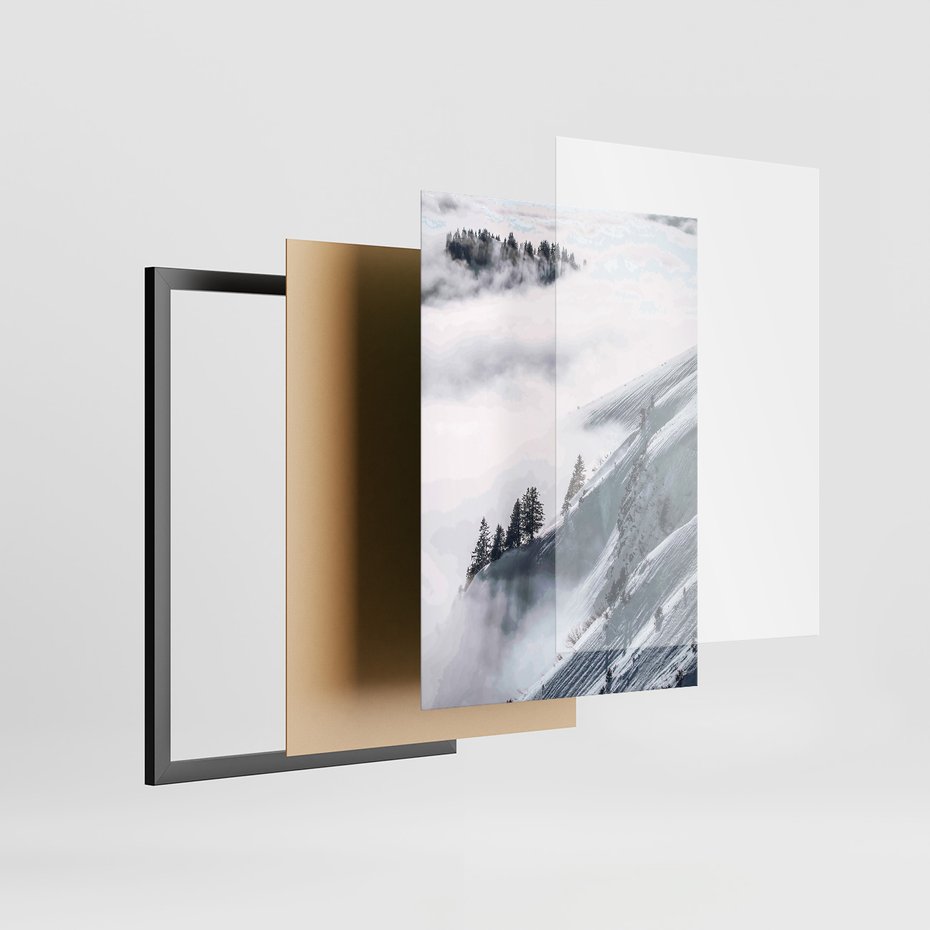Zestaw obrazy w ramie 50x70 galeria - Zima, górski, krajobraz - rama czarna