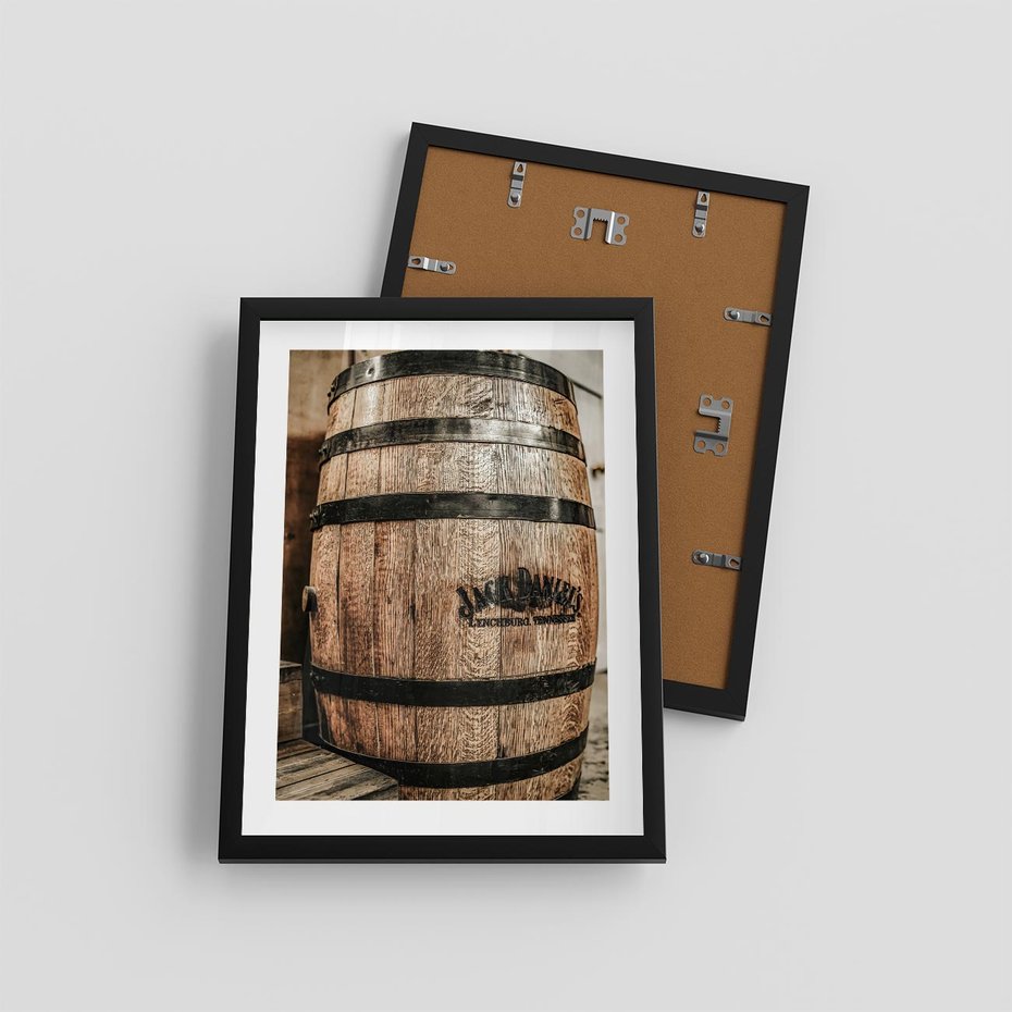 Plakat w ramie 30x40 - Rustykalna Whisky - beczka whiskey, jack daniel's - rama czarna