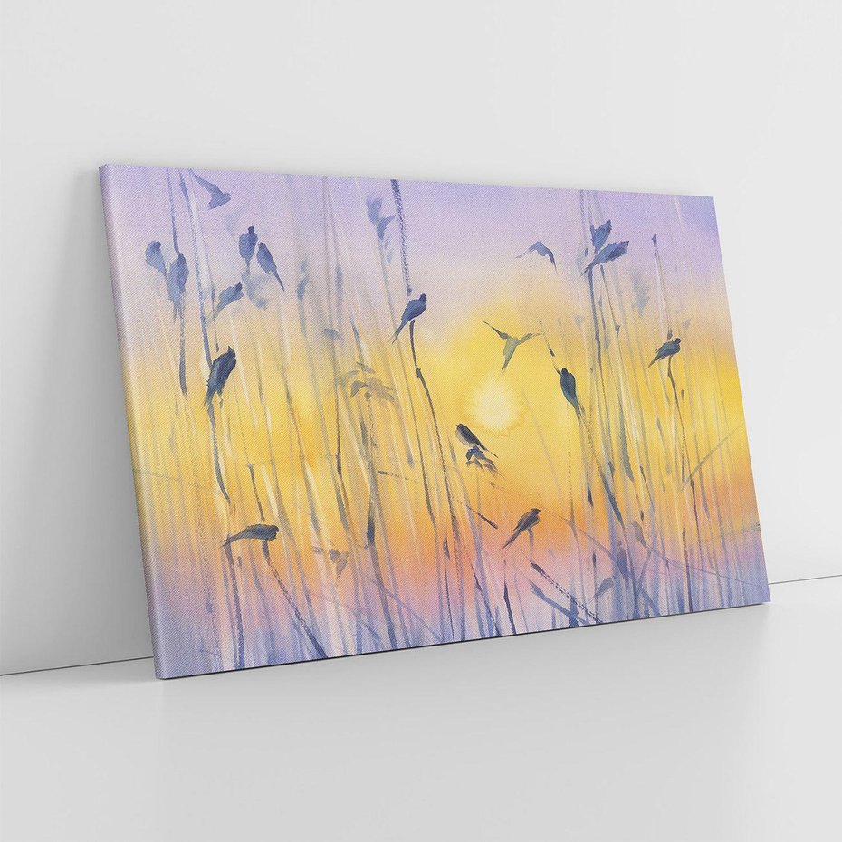 Obraz na płótnie 70x50 - Mistyka Poranka nad Szuwaram - wschód słońca w szuwarach, trawy