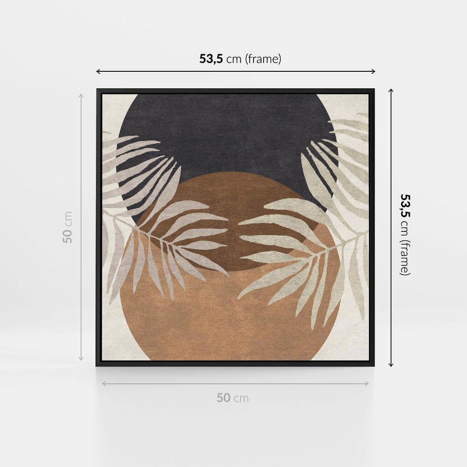 Obraz w ramie 50x50 - Kompozycje ukrytych myśli - symetria, dwa koła po środku - rama czarna