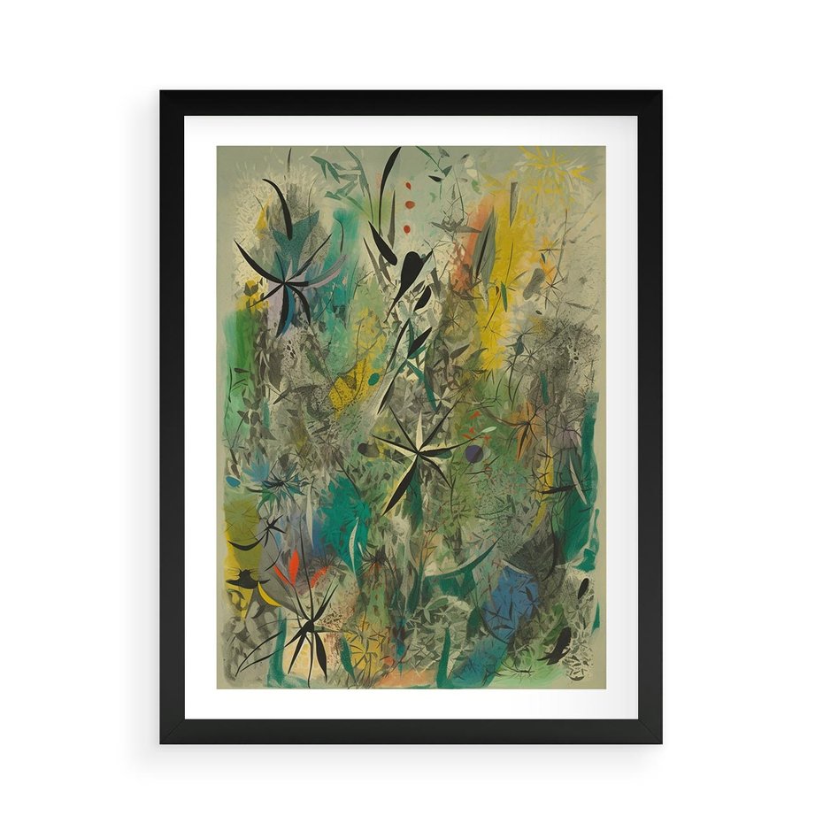 Plakat w ramie 50x70 - Tajemnicze Konstrukcje Form - abstrakcyjny obraz, mnogość kolorów - rama czarna