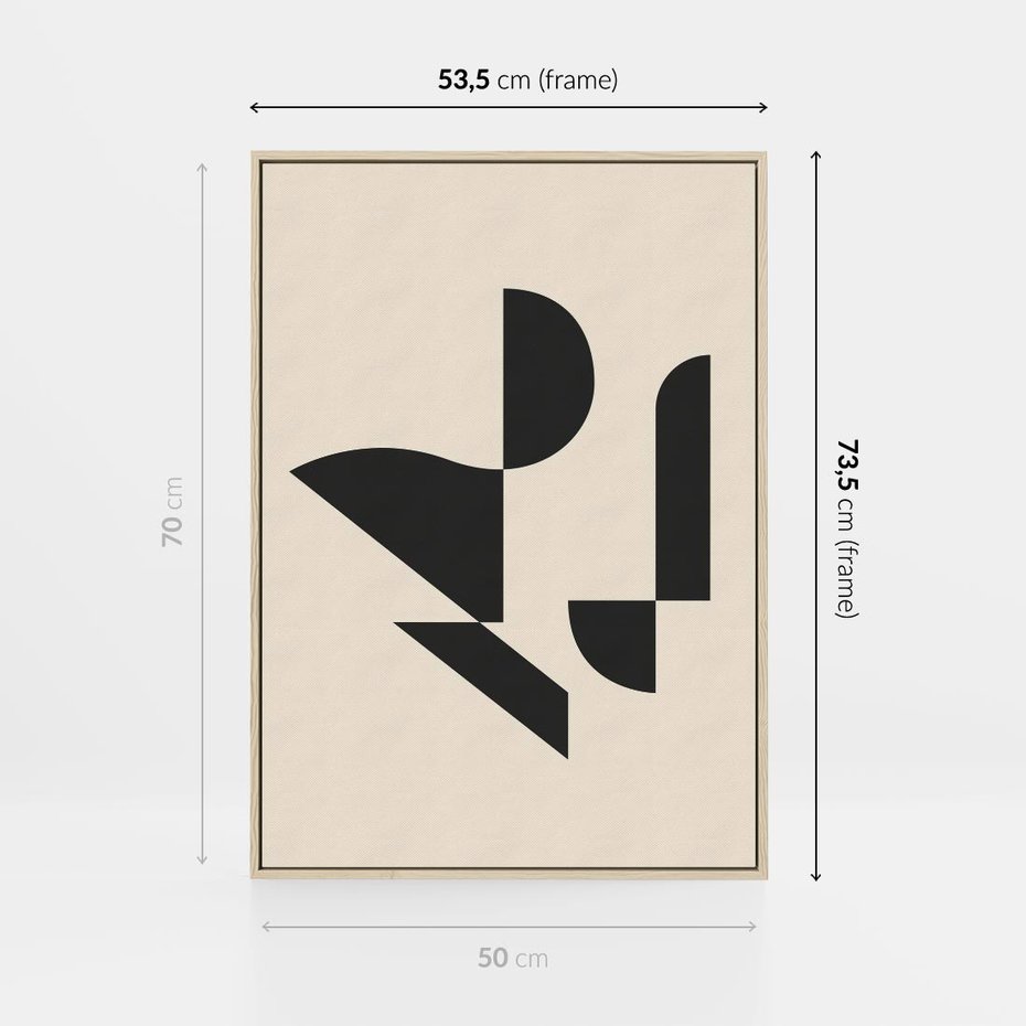 Obraz w ramie 50x70 - Rozkwitająca Abstrakcja - abstrakcyjne geometryczne kształty, minimalizm - rama drewno