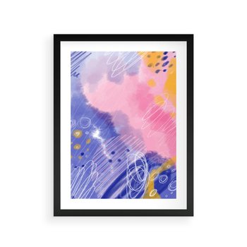 Plakat w ramie 50x70 - Migocące Granice Kształtów - abstrakcyjny plakat, pastelowe kolory - rama czarna