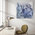 Obraz na płótnie 50x50 - Melodia mgieł i marzeń - abstrakcja w kolorze granatu, przypominająca górę lodową