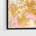 Obraz w ramie 50x50 - : Elegancja w Złocie - złote, liście - rama czarna