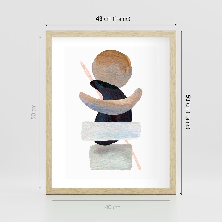 Plakat w ramie 40x50 - Rozkwitające Nowe Wymyślności - abstrakcja, akwarelowe plamy - rama drewno