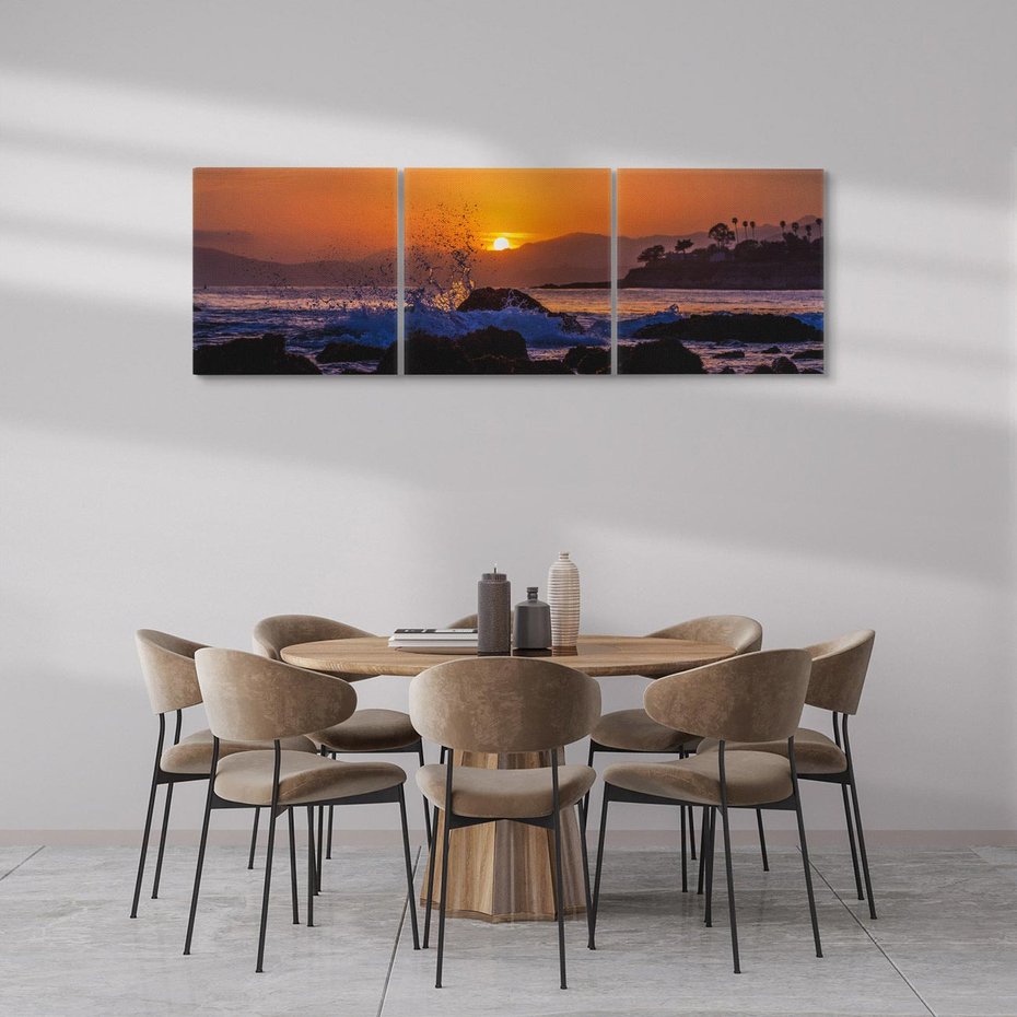 Obraz na płótnie 120x40 - Morze, fale i skały - morze, fale