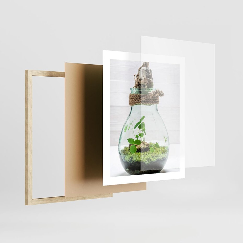 Plakat w ramie 40x50 - Żywioł Natury - liście, zieleń - rama drewno