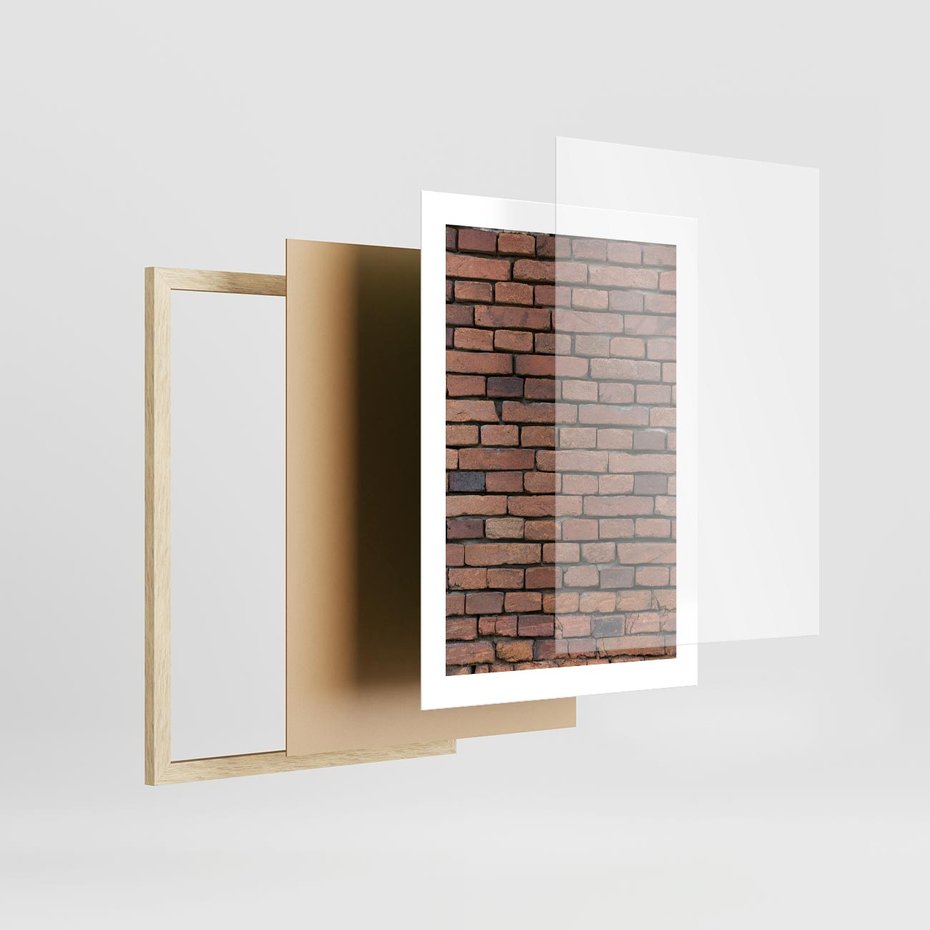 Plakat w ramie 30x40 - Mur cegieł: industrialny urok - cegły, mur - rama drewno