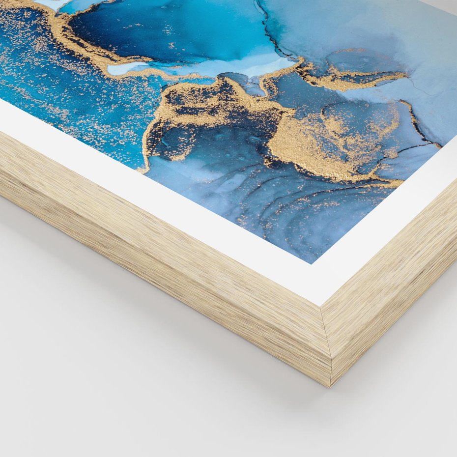 Plakat w ramie 40x50 - Elegancja i Wyrafinowanie - marmur, złoto - rama drewno