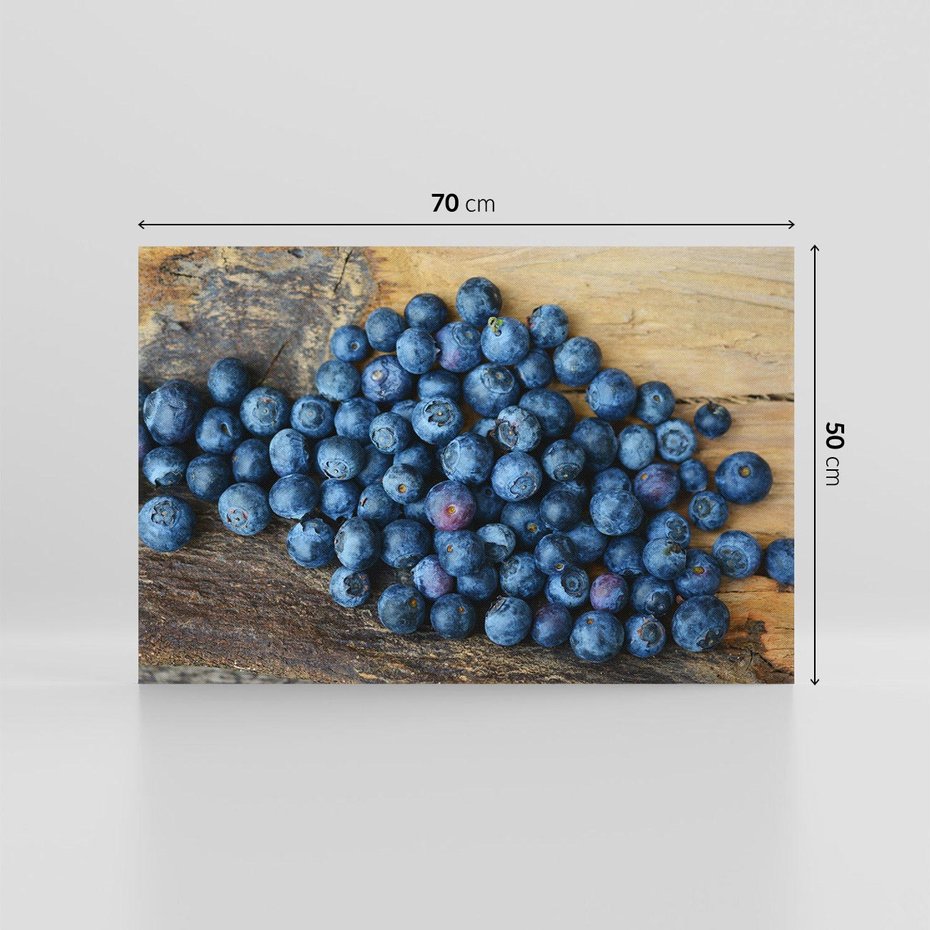 Obraz na płótnie 70x50 - owocowa uczta - borówki, owoce