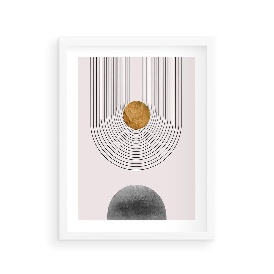 Plakat w ramie 30x40 - Geometryczny Blask - nowoczesna grafika, geometria - rama biała