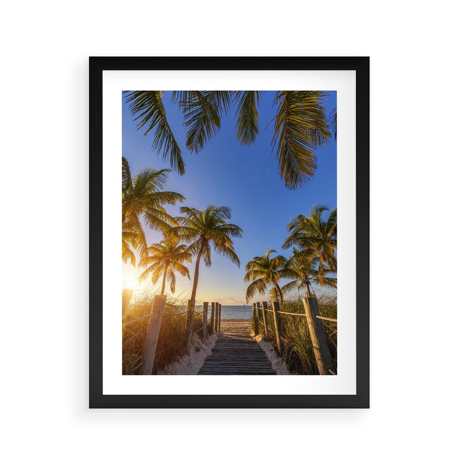 Plakat w ramie 40x50 - Rajskie palmy w tropikalnym raju - palmy, tropiki - rama czarna