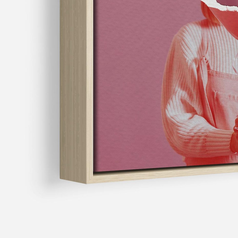 Obraz w ramie 50x50 - Kolaż Wyobraźni - kolaż zdjęć, styl retro - rama drewno