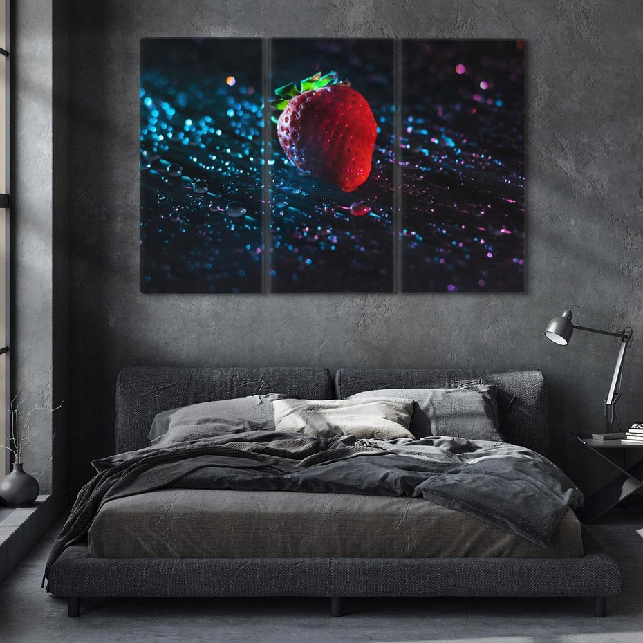 Obraz na płótnie 120x80 - Truskawka - Kropelkowa Świeżość - truskawka, krople