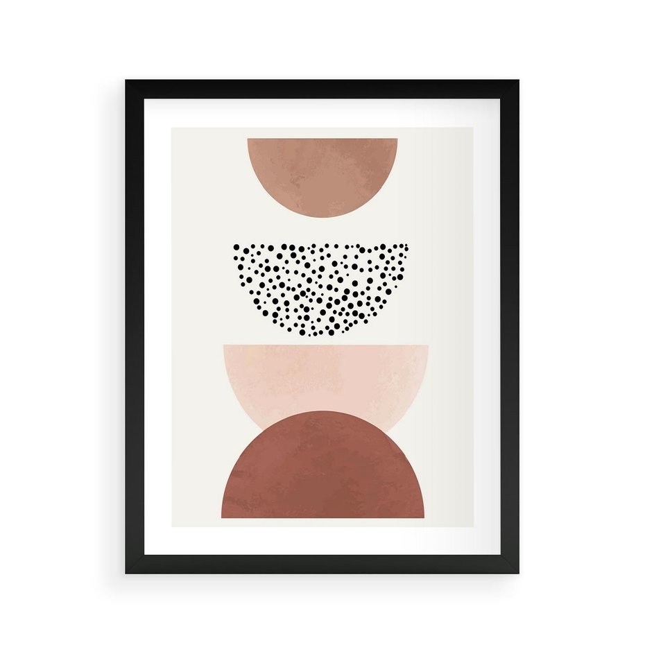 Plakat w ramie 40x50 - Geometryczna Harmonia w Brązach i Beżach - geometryczne kształty, brązy i beże - rama czarna