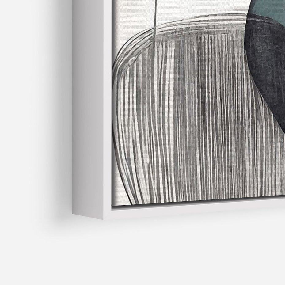 Obraz w ramie 50x70 - Przenikające Formy Duszy - abstrakcyjny obraz, geometryczne obłe formy - rama biała