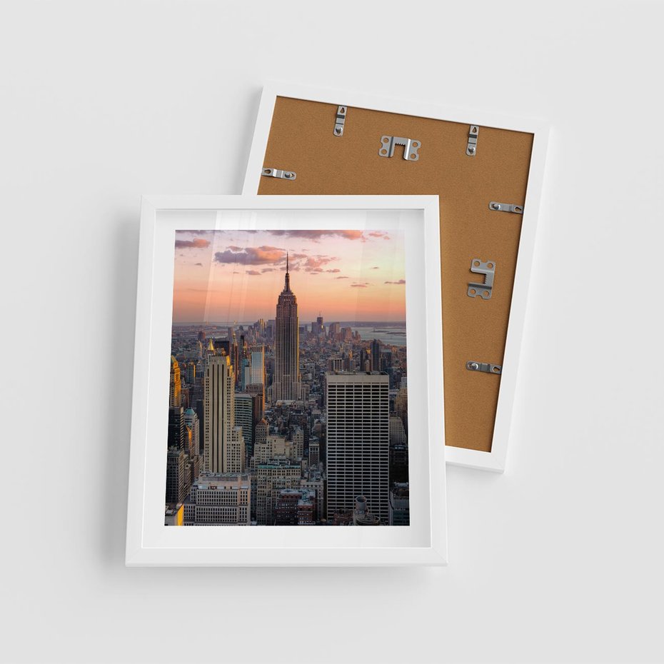 Plakat w ramie 40x50 - Nowojorskie Wieżowce - Nowy York, wieżowce - rama biała