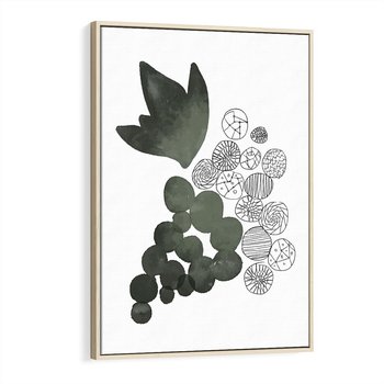 Obraz w ramie 50x70 - Grono Abstrakcji - minimalistyczny plakat, winogrona - rama drewno