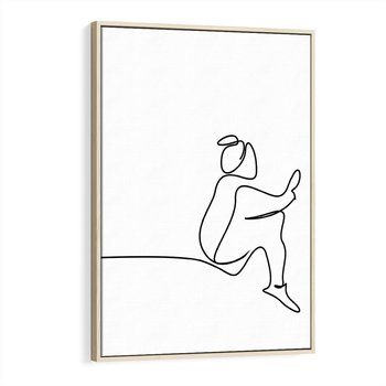 Obraz w ramie 50x70 - Linie Wewnętrznej Refleksji - line art, szkic - rama drewno