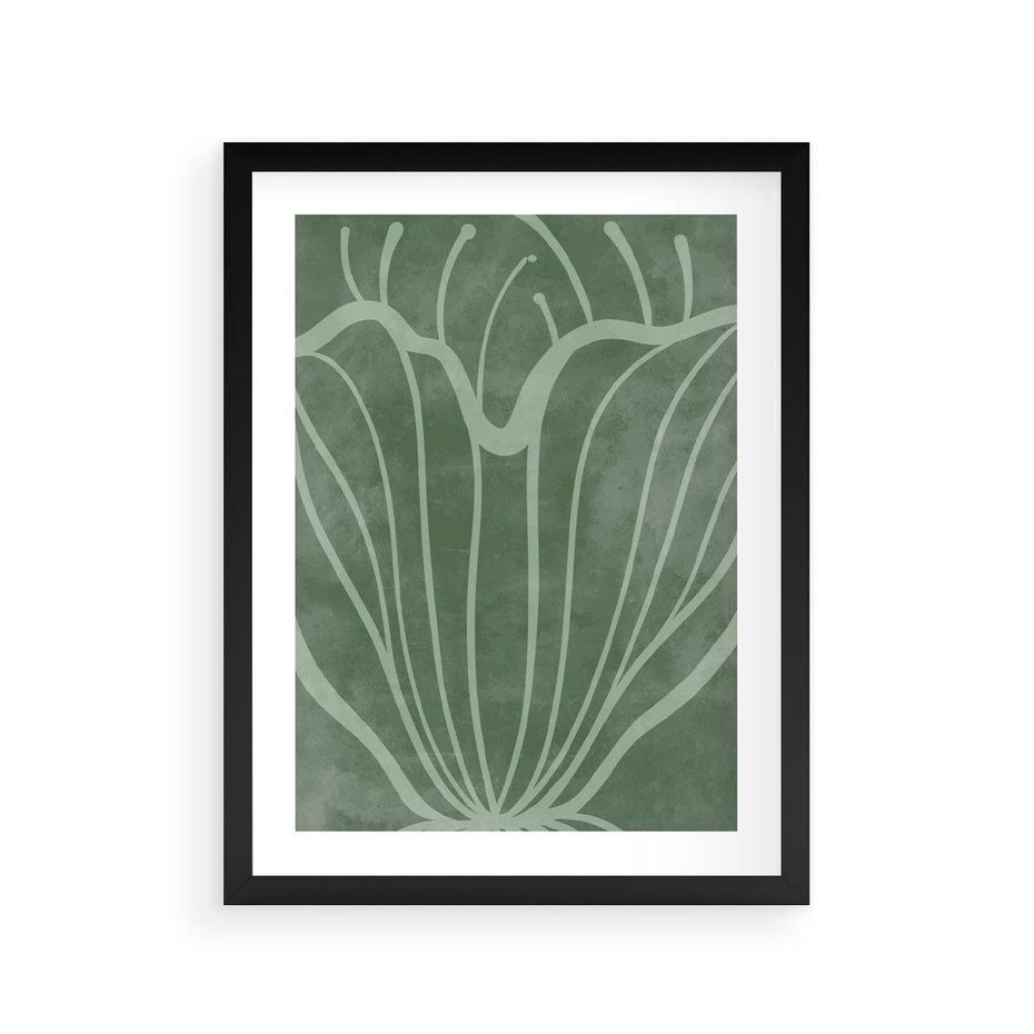 Plakat w ramie 30x40 - Zieleń Kształtująca Spokój - zielony plakat, roślinne inspiracje - rama czarna