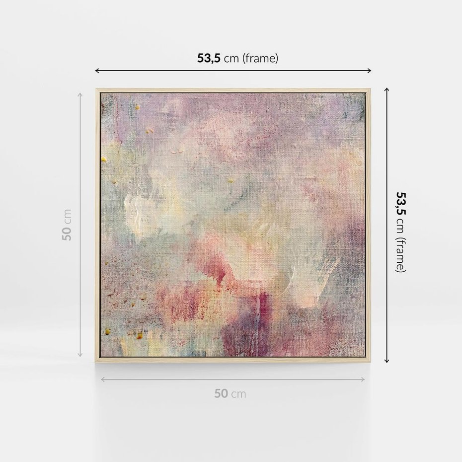 Obraz w ramie 50x50 - Miękka Melodia Pasteli - olejne płótno, pastelowe kolory - rama drewno