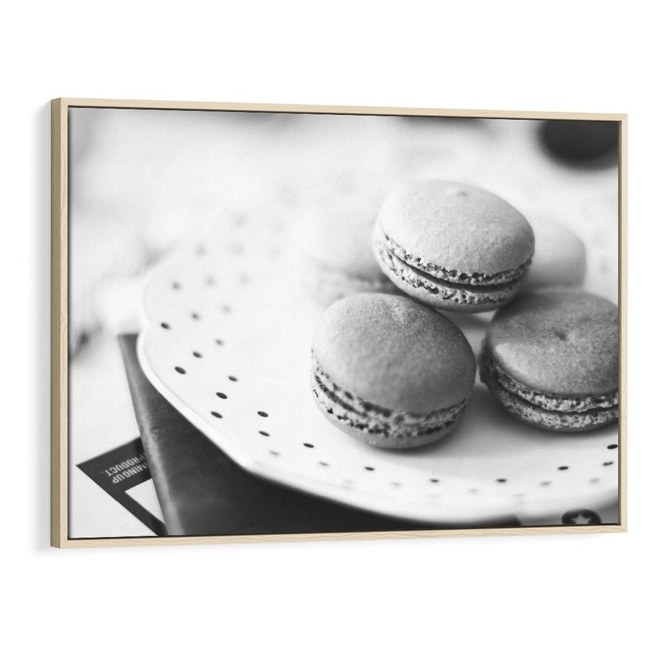 Obraz w ramie 100x70 - Makaroniki w Szarości - czarno biała fotografia, plakat - rama drewno