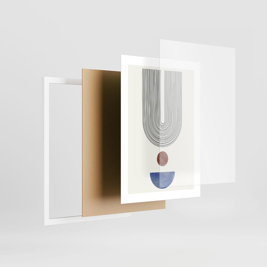 Plakat w ramie 30x40 - Rozplątane Wibracje - nowoczesny plakat, styl midcentury - rama biała