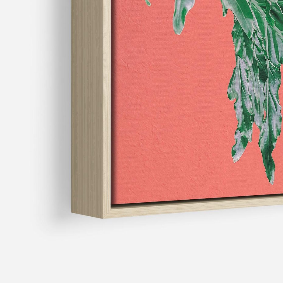 Obraz w ramie 50x50 - Energetyczna Eksplozja Natury - liście, kolor - rama drewno