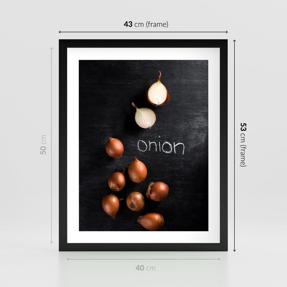 Plakat w ramie 40x50 - Aromatyczne Inspiracje - cebula, kuchnia - rama czarna