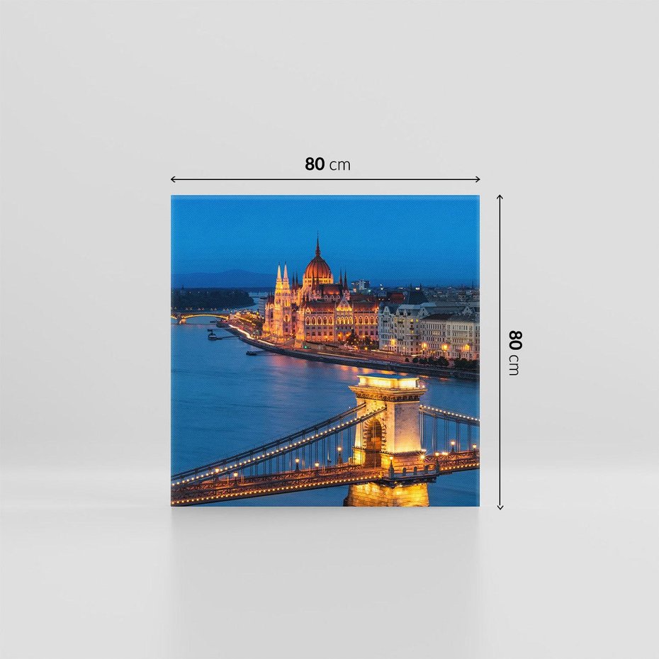 Obraz na płótnie 80x80 - Mostowe miasto nocą - miasto, most