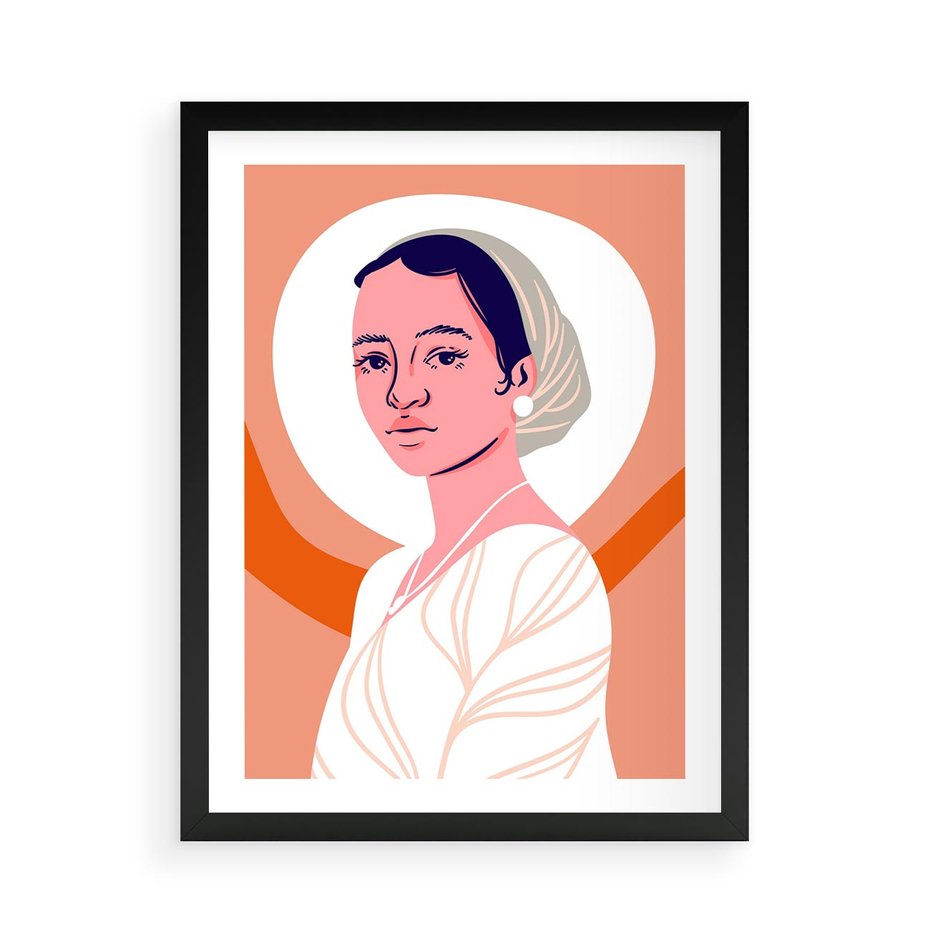 Plakat w ramie 50x70 - Kobieca Harmonia - nowoczesny plakat, styl retro - rama czarna