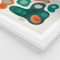 Plakat w ramie 30x40 - Kolorowe Przenikanie - przypadkowe abstrakcyjne plamy, pomarańczowy i zielony - rama biała