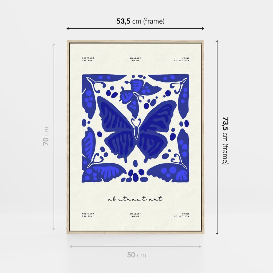 Obraz w ramie 50x70 - Wibracje Wnętrza - nowoczesny plakat, odcienie błękitu - rama drewno