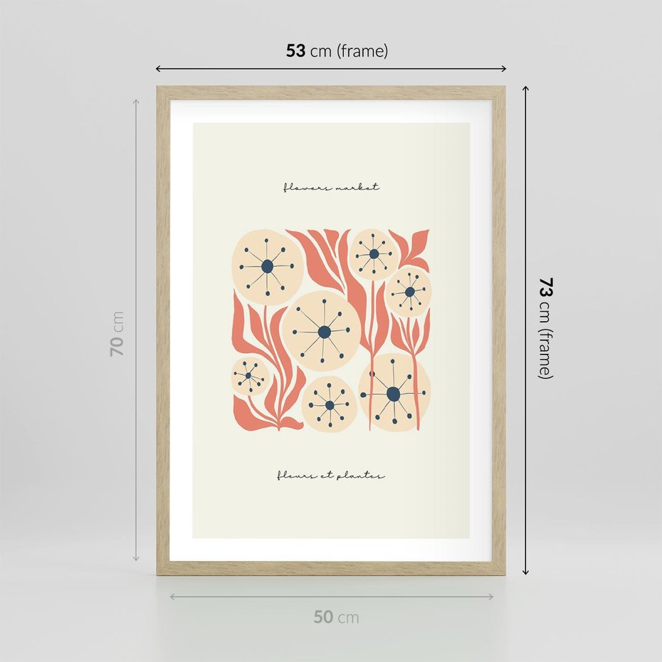 Plakat w ramie 50x70 - Dmuchawce w Abstrakcji - dmuchawce, abstrakcja - rama drewno