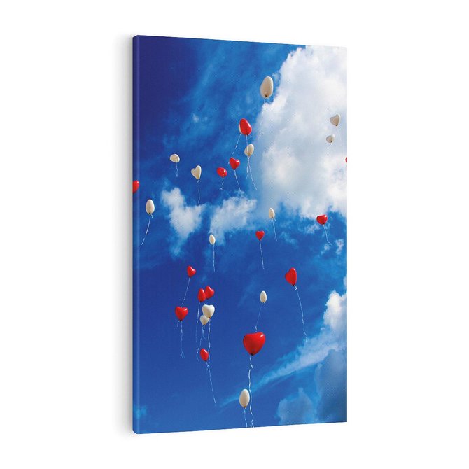 Obraz na płótnie 80x120 - Balony - Serca na niebie - balony, serca