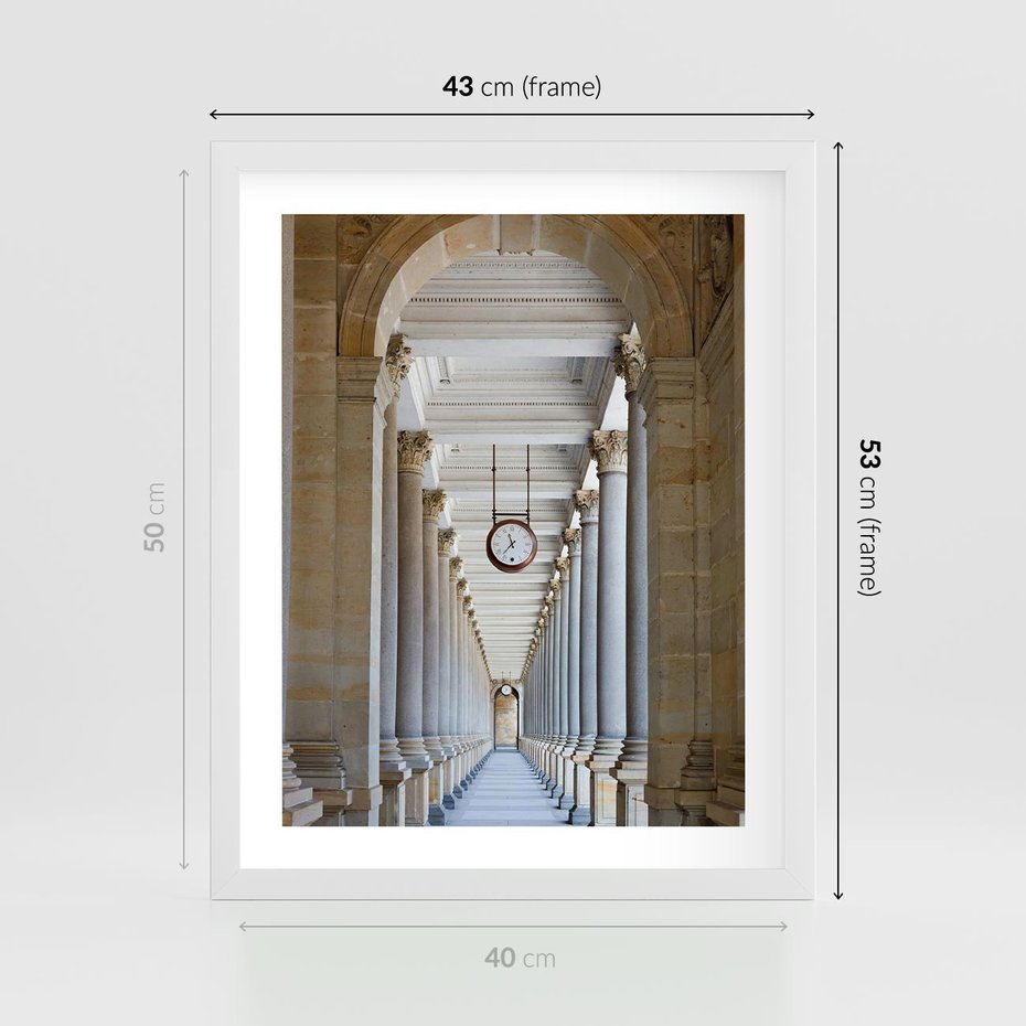 Plakat w ramie 40x50 - Kolumny Czasu - architektura, kolumny - rama biała